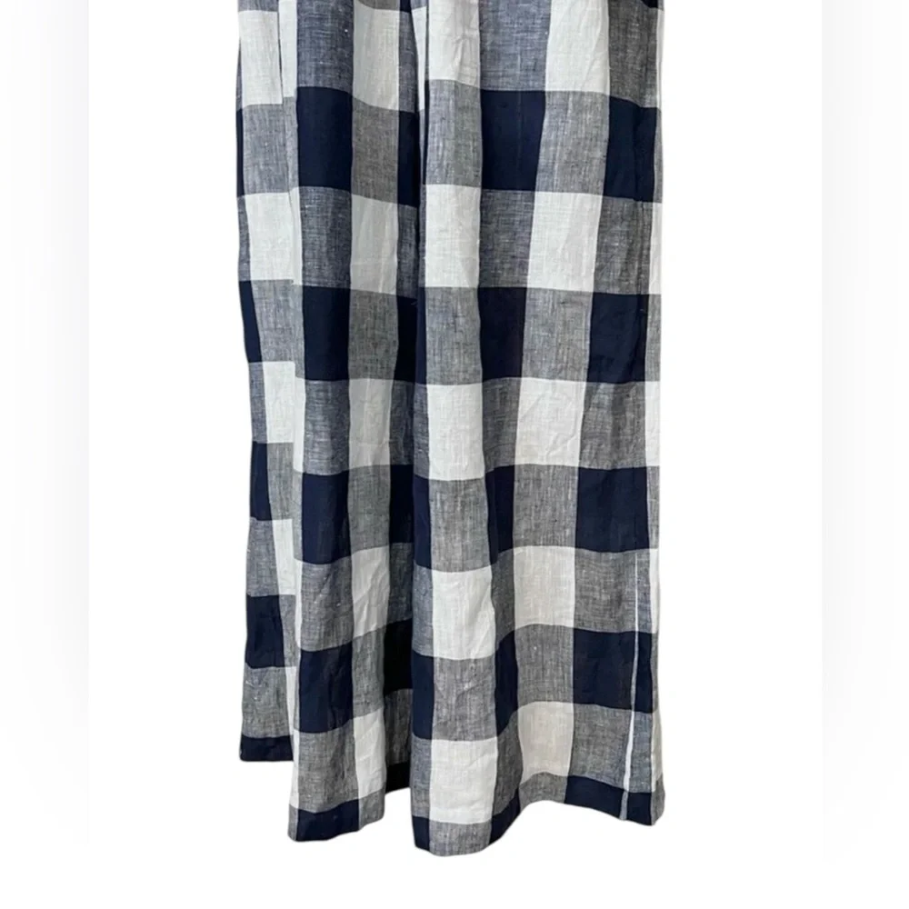 J.Crew Wide Leg Linen‎ Jumpsuit in Gingham Beauchamps Belted Size 2